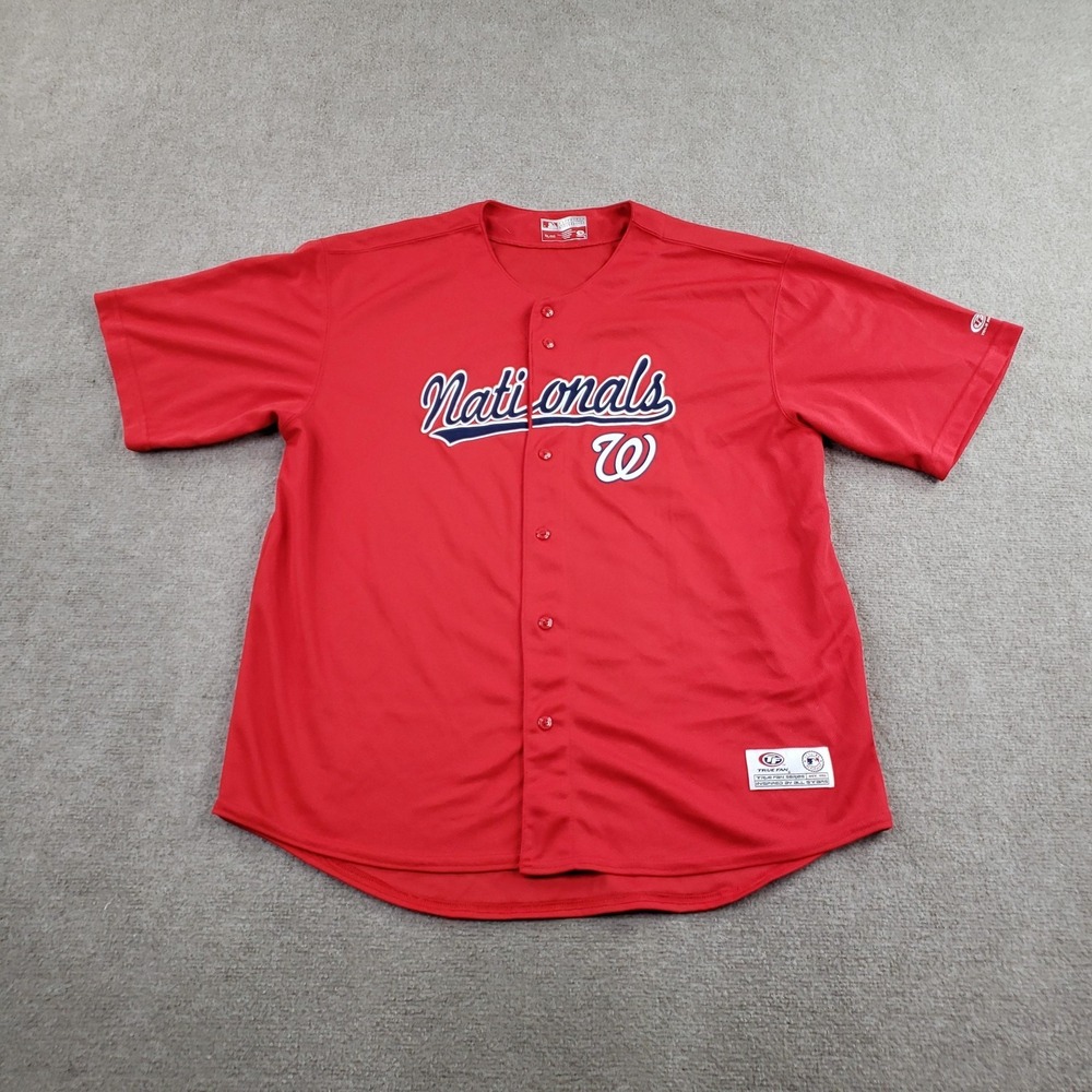 Washington Nationals Jersey Mens XL Red MLB Baseball True Fan Button Front